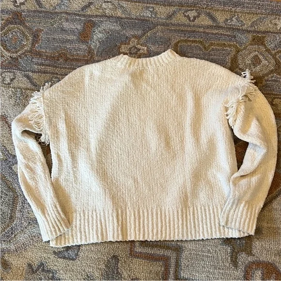 Madewell Cream Fringe Textured Knit Sweater – Size XS - Picture 4 of 7